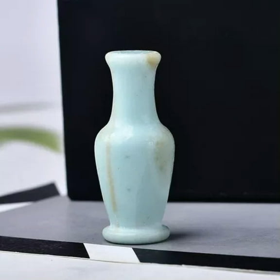 EOEMY Natural Colorful Quartz Carved Flower Vase Crystal Healing Rock Aquarius Decor-Amazonite Quartz-1Pc