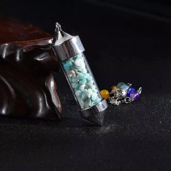 EOEMY Natural Colorful Quartz Crystal Minerals Stone Healing Pendulum Necklace Pendant-Blue Turquoise Quartz #1