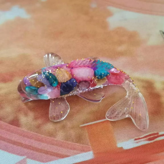 EOEMY Natural Colorful Scallop Quartz Gravels Crystal Lucky Koi Epoxy Resin Orgonite