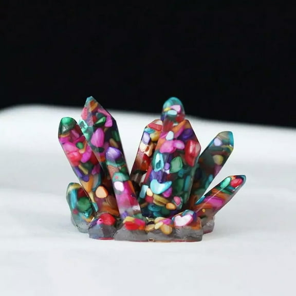EOEMY Natural Colorful Shellfish Quartz Crystal Cluster Crushed Stone Resin Geode Rock