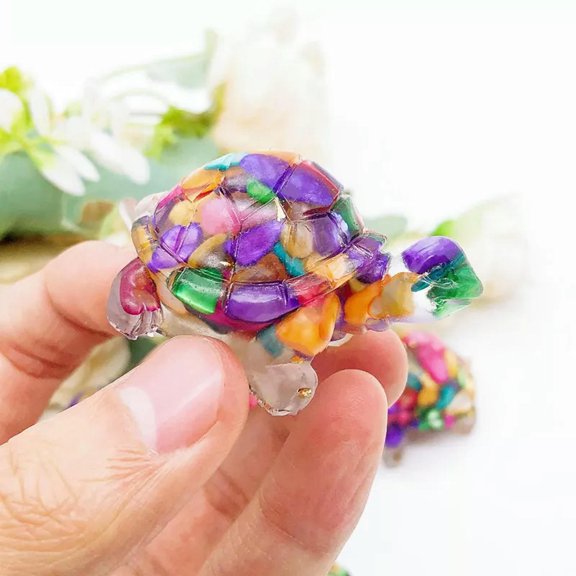 EOEMY Natural Colorful Shellfish Quartz Crystal Epoxy Lovely Macadam Little Tortoise