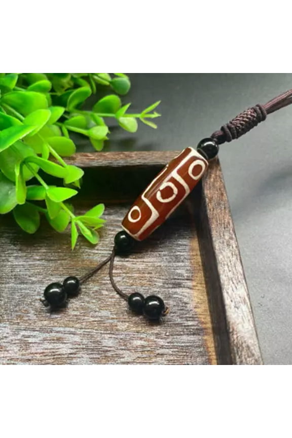 Natural Colorful Tibet Agate Dzi Heaven Nine Eyes Bead Pendant Reiki Prayer Jade-Red-1Pc