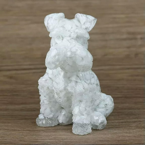 EOEMY Natural Crystal Chakra Dog Doberman Quartz Gravel Resin Epoxy Ornament Healing-White Jade