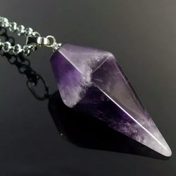 EOEMY Natural Crystal Cone Pendulum Gemstone Hexagonal Point Pendant Healing Energy-Amethyst-1Pc (No Chain)