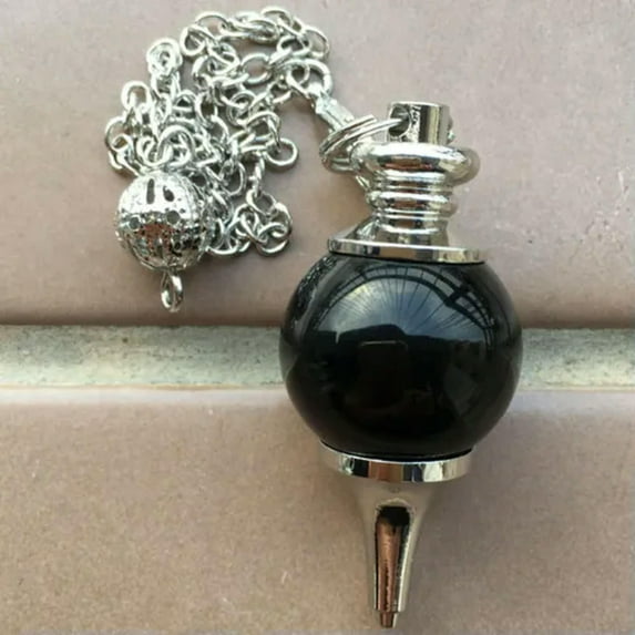 EOEMY Natural Crystal Pendulum Healing Dowsing Healing Reiki Pendant Necklace Gemstone-Black Obsidian Stone-10Pcs