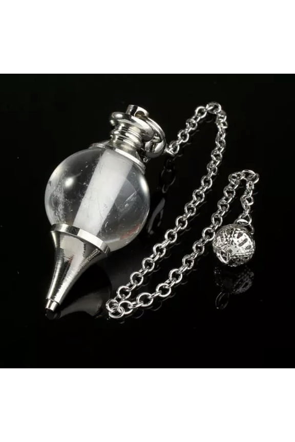 Natural Crystal Pendulum Healing Dowsing Healing Reiki Pendant Necklace Gemstone-Clear Quartz-5Pcs