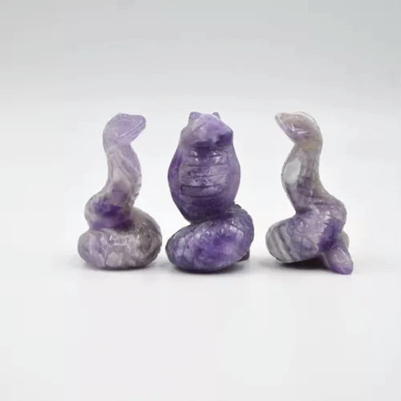 EOEMY Natural Crystal Quartz Carved Snake Energy Reiki Serpent Stones Rock Decor Gift- Amethyst Quartz-1Pc