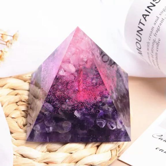 EOEMY Natural Crystal Sphere Quartz Tower Epoxy Pyramid Orgonite Healing Mineral Decor-Rose Quartz-1Pc