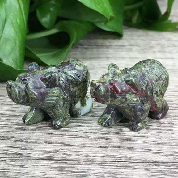 EOEMY Natural Dragon Blood Stones Crystal Carved Polar Bear Polished Healing Sculpture