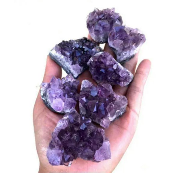 EOEMY Natural Gemstone Amethyst Quartz Cluster Druzy Geode Crystal Healing Specimens-About 20-30G-1Pc