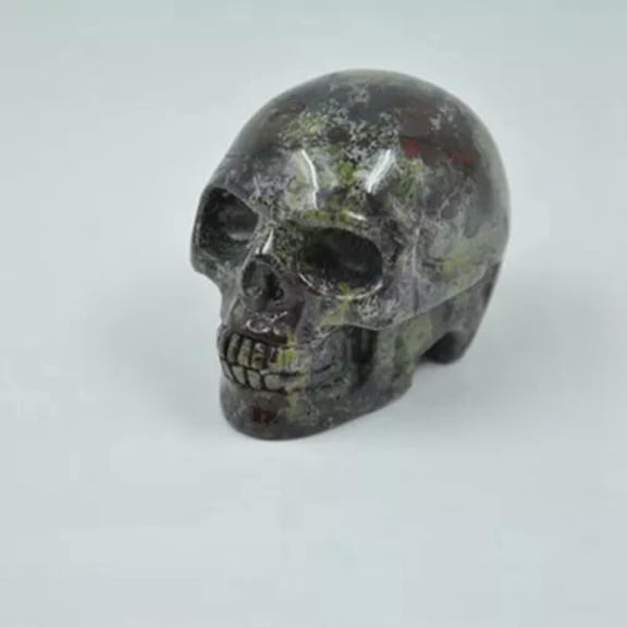 EOEMY Natural Gemstone Quartz Crystal Skull Carved Skeleton Healing Reiki Head Decor-Dragon Blood Quartz