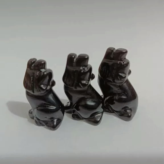 EOEMY Natural Gemstone Quartz Crystal Wolves Healing Carved Reiki Rock Wolf Decor Gift-Black Obsidian Quartz-5Pcs