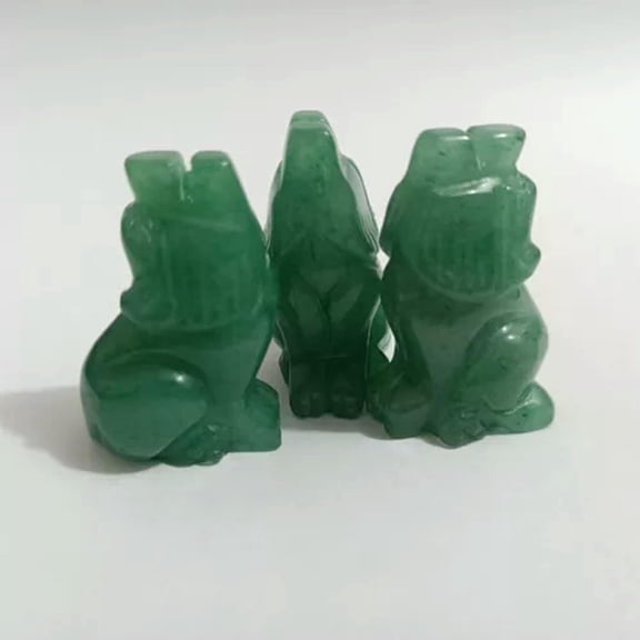 EOEMY Natural Gemstone Quartz Crystal Wolves Healing Carved Reiki Rock Wolf Decor Gift-Green Aventurine Quartz-5Pcs