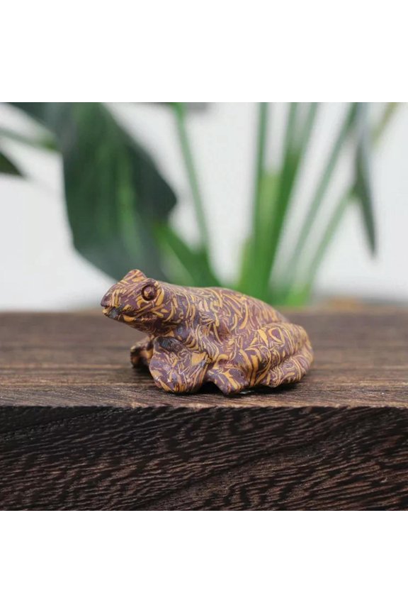 Natural Golden Silk Jade Quartz Crystal Frog Carved Mini Skull Reiki Mascot Gift