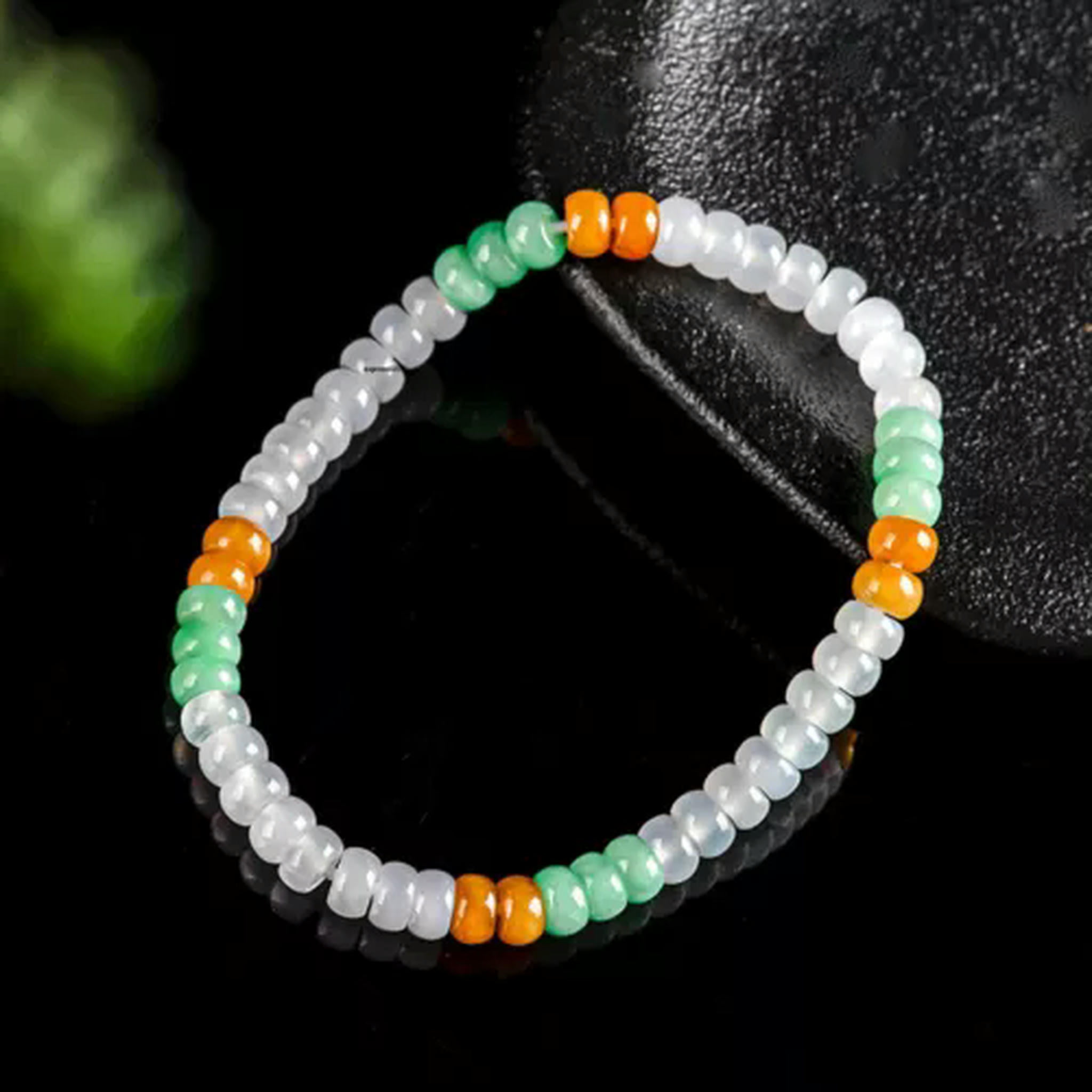 EOEMY Natural Grade A Jade Jadeite Women Lucky Colorful 5.5mm Abacus Beaded Bracelet