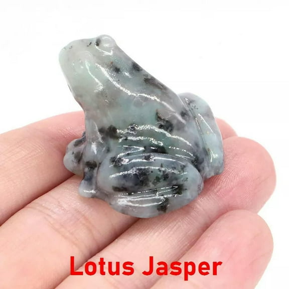 EOEMY Natural Granite Stone Quartz Crystal Carved Fortune Frog Polished Statue Decor