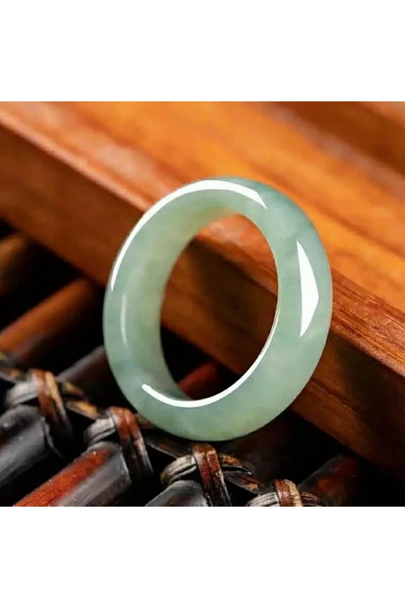 Natural Green Aventurine Jade Crystal Ring Quartz Gem Round Ring Healing Amulet