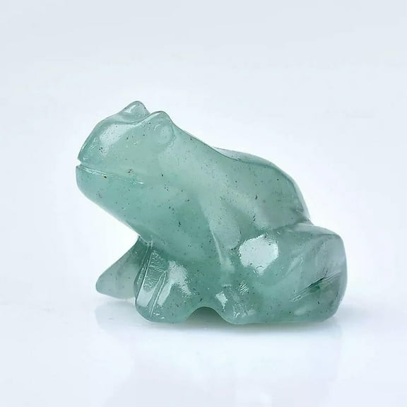 EOEMY Natural Green Aventurine Jade Quartz Crystal Lucky Frog Carved Mini Reiki Statue