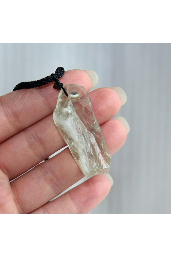 Natural Green Creastly Quartz Crystal Pendant Raw Rough Stone Necklace Healing