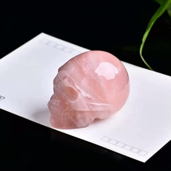 EOEMY Natural Healing Gemstone Quartz Crystal Skull Carved Skeleton Head Decor Reiki-10Pcs-Rose Quartz