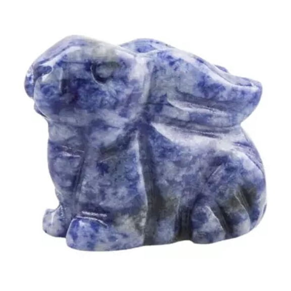 EOEMY Natural Healing Quartz Crystal Gemstone Rabbit Carved Jade Hare Mini Bunny Decor-Sodalite Stone