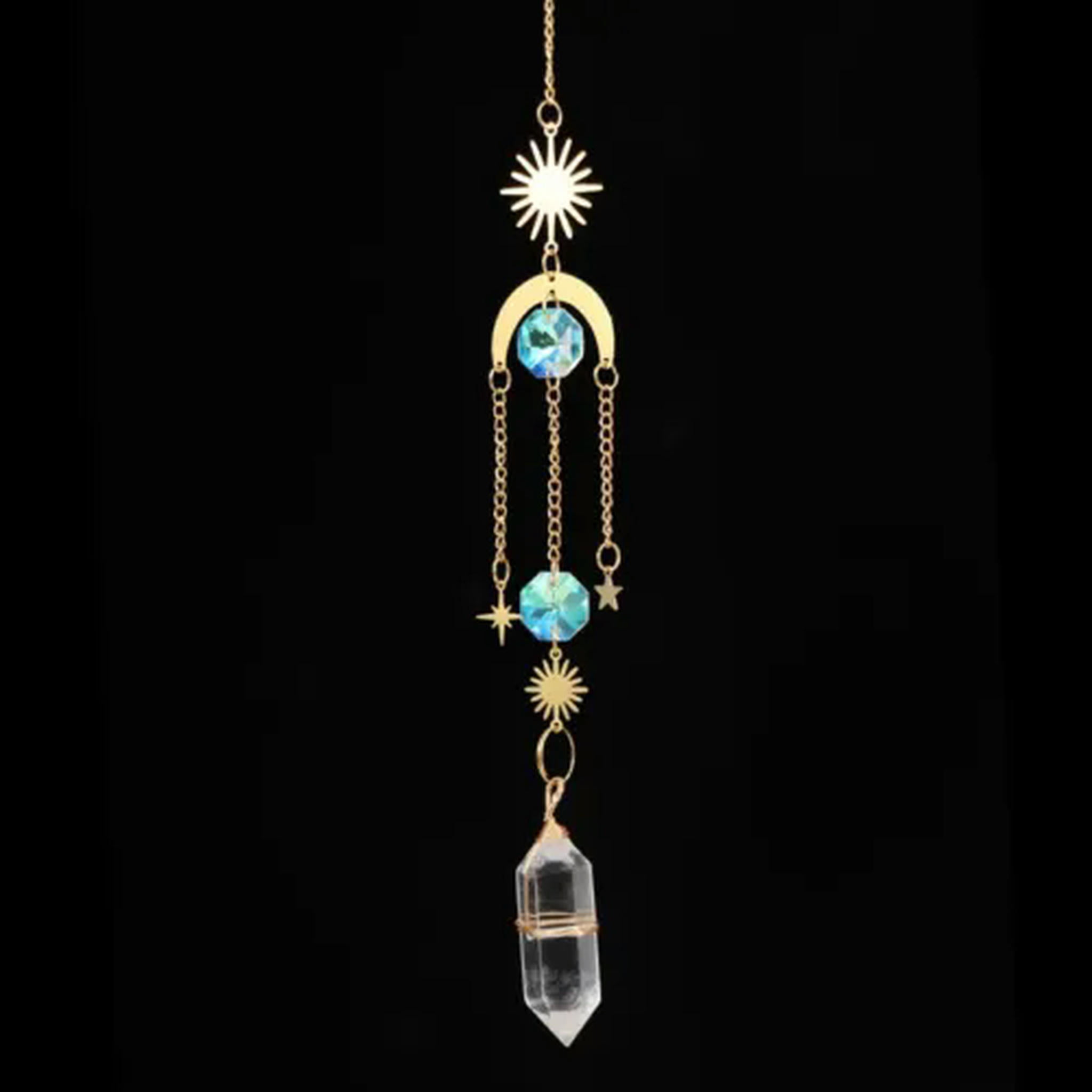 EOEMY Natural Healing Quartz Crystal Point Obelisk Wind Chime Pendulum Hanging Gift-Clear Quartz-5Pcs