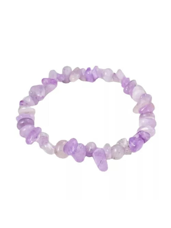 Natural Healing Quartz Gravel Hand Strings Crystal Gems Stretchy Bracelet Reiki-Lavender Quartz-1Pc