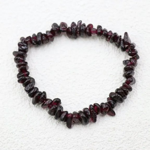 EOEMY Natural Healing Quartz Gravel Hand Strings Crystal Stretchy Bracelet Chakra Gems-Garnet Stone