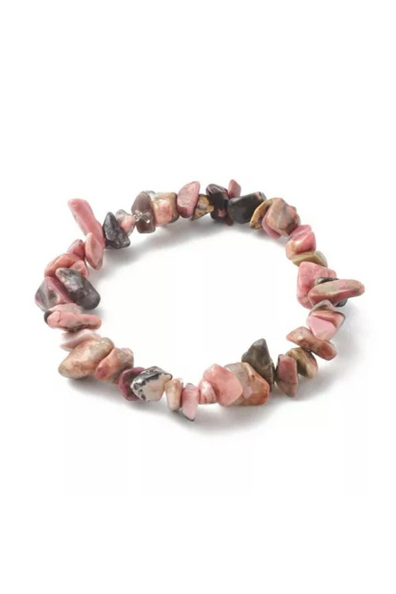 Natural Healing Quartz Gravel Hand Strings Crystal Stretchy Bracelet Chakra Gems-Rhodonite Stone