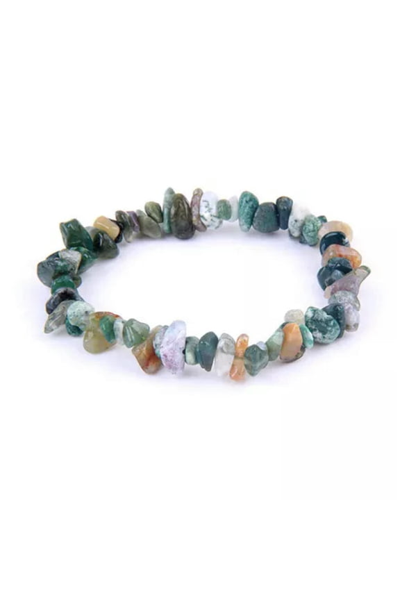 Natural Healing Quartz Gravel Hand Strings Crystal Stretchy Bracelet Chakra Gems-Water Grass Stone