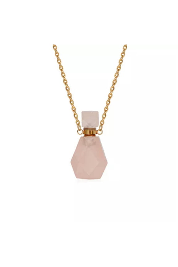 Natural Healing Reiki Perfume Bottles Pendant Mineral Essential Oil Bottle Gems-5Pcs-Rose Quartz