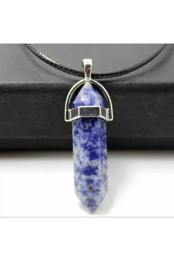 Natural Hexagonal Pendant Lapis Lazuli Quartz Crystal Gemstone Necklace Healing