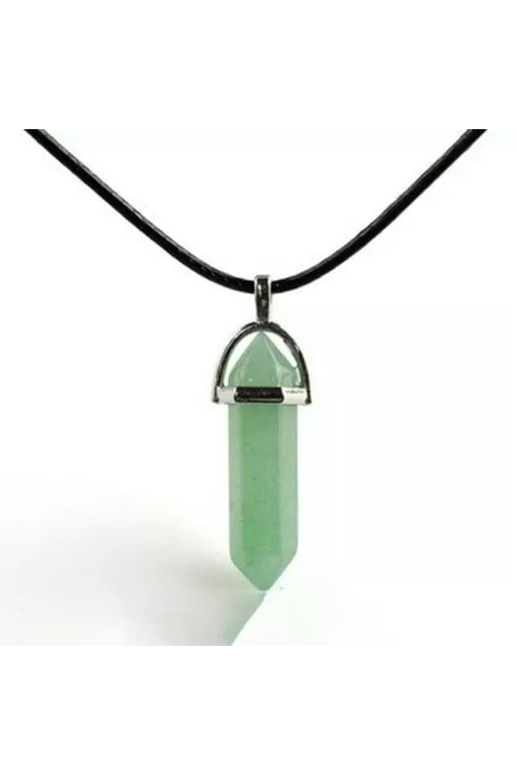 Natural Hexagonal Pendant Quartz Crystal Point Necklace Chakra Healing Gemstone-Green Aventurine Jade Stone-1Pc