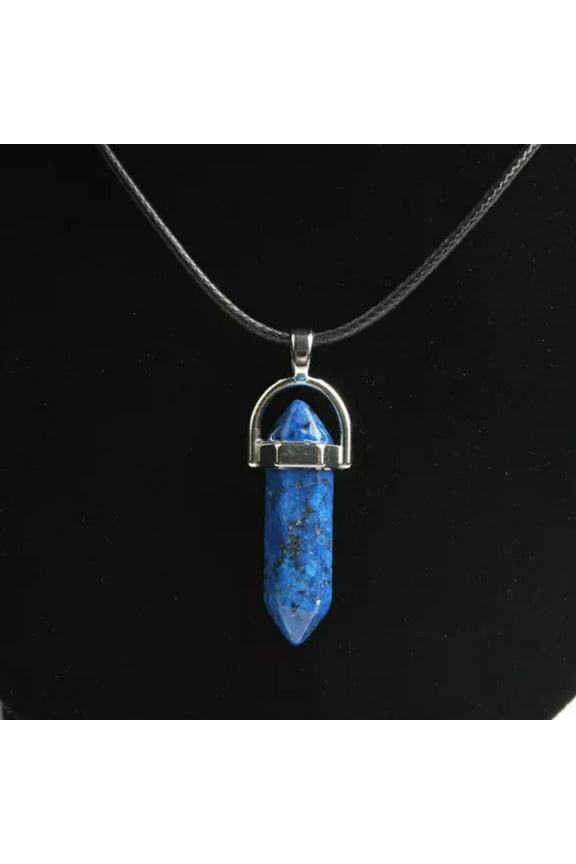 Natural Hexagonal Pendant Quartz Crystal Point Necklace Chakra Healing Gemstone-Lapis Lazuli Stone-1Pc