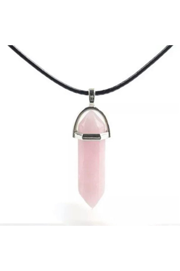 Natural Hexagonal Pendant Quartz Crystal Point Necklace Chakra Healing Gemstone-Rose Quartz-10Pcs