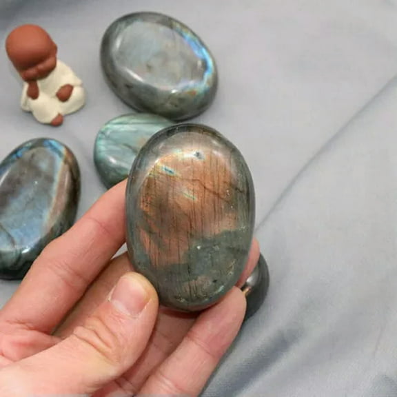 EOEMY Natural Labradorite Crystal Polished Tumbled Stone Quartz Specimen Mineral Us-4-5Cm