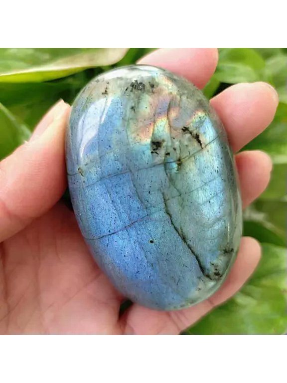 Natural Labradorite Moonstone Quartz Crystal Tumble Stone Energy Mineral Healing-About 60-70mm