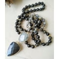 thumbnail image 1 of EOEMY Natural Labradorite Obsidian Pendant Gold Obsidian Stone Beads Knoted Necklace-30 Inch, 1 of 6