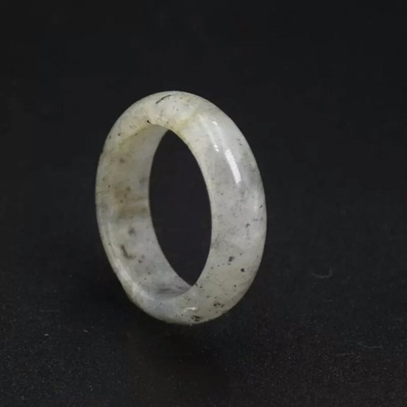 EOEMY Natural Labradorite Stone Quartz Crystal Agate Round Finger Band Rings Reiki Gem
