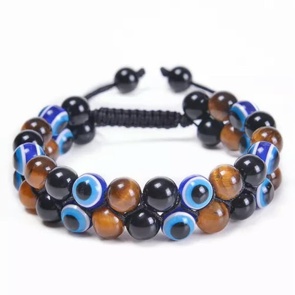 EOEMY Natural Lava Stone Tiger Eye Lava Beaded Healing Energy Wrist Bracelet Men Women-Tiger Eye-13