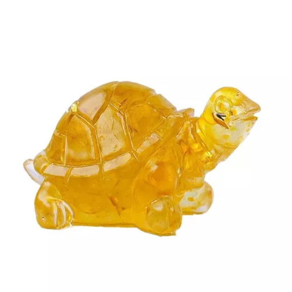 EOEMY Natural Macadam Quartz Crystal Epoxy Resin Lovely Little Tortoise Healing Decor-Citrine Quartz