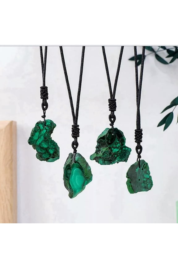 Natural Malachite Quarz Crystal Gemstone Pendant Healing Reiki Necklace Amulet