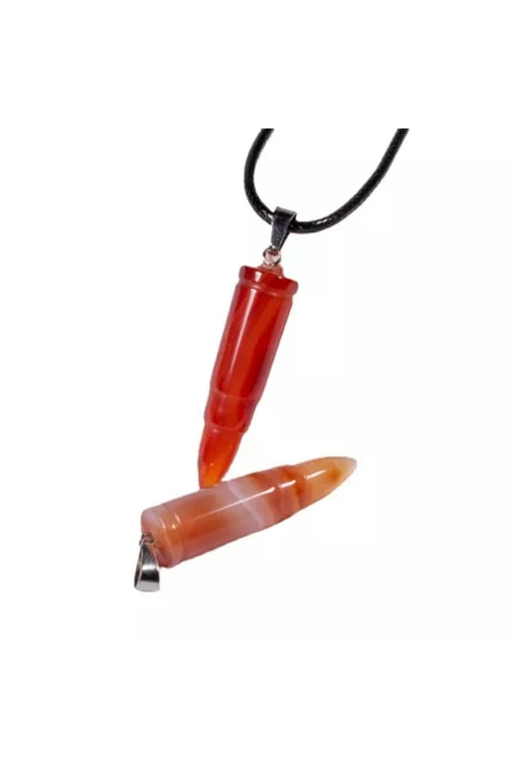 Natural Mineral Quartz Bullet Crystal Point Carnelian Gemstone Pendant Chakra-Red Agate Quartz