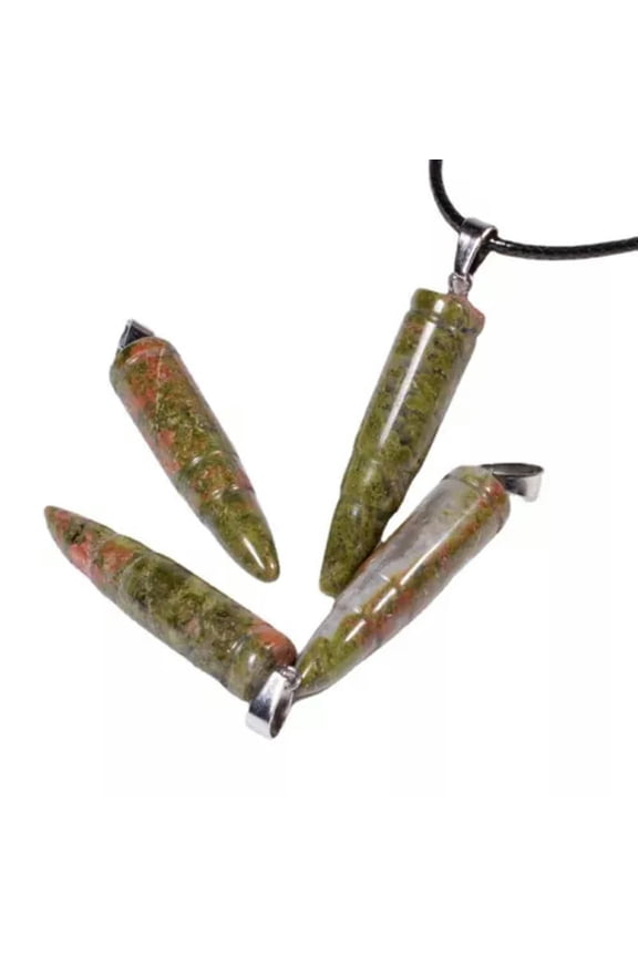 Natural Mineral Quartz Bullet Crystal Point Carnelian Gemstone Pendant Energy-Epidote Quartz-10Pcs