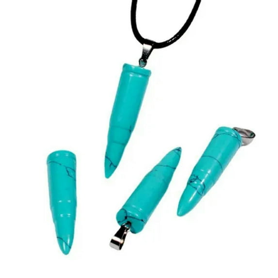 EOEMY Natural Mineral Quartz Bullet Crystal Point Carnelian Gemstone Pendant Energy-Green Turquoise Quartz-1Pc
