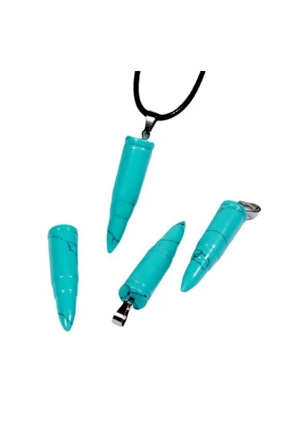 Natural Mineral Quartz Bullet Crystal Point Carnelian Gemstone Pendant Energy-Green Turquoise Quartz-1Pc