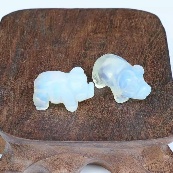EOEMY Natural Crystal Carved Flying Pig Quartz Wild Boar Animal Healing Decor Gemstone-Opal