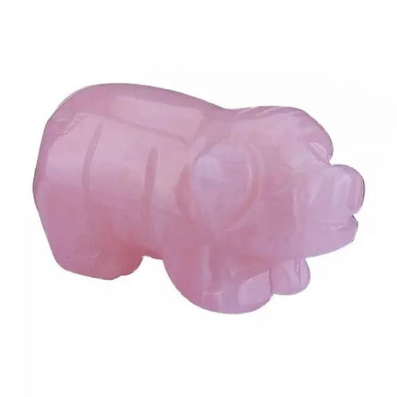 EOEMY Natural Pink Rose Quartz Crystal Piggy Carved Healing Mineral Stone Decor Gift