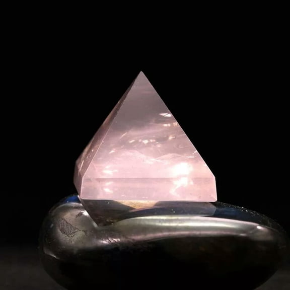 EOEMY Natural Pink Rose Quartz Crystal Pyramid Orgone Energy Gem Stone Tower Healing