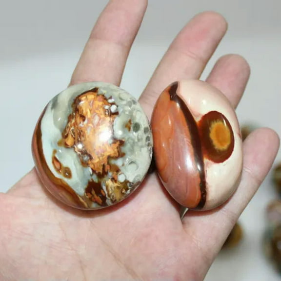 EOEMY Natural Pretty Marine Ocean Agate Jade Eggs Oval Specimen Healing Decoration-20-30G